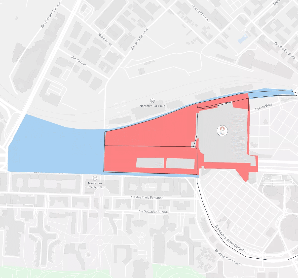 Plan des périmètres de sécurité à Nanterre
